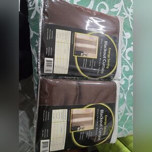 Energy Saving Blackout Curtain Panel - Brown (Pair)